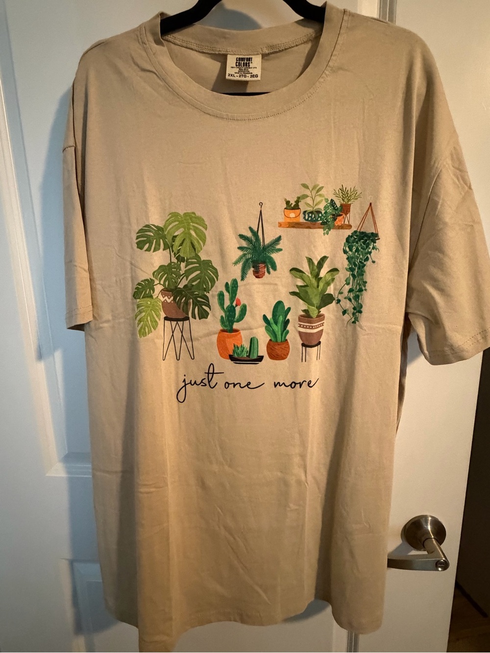 Comfort Colors Beige Tee with Potted Plant Graphic - 2X - NWOT